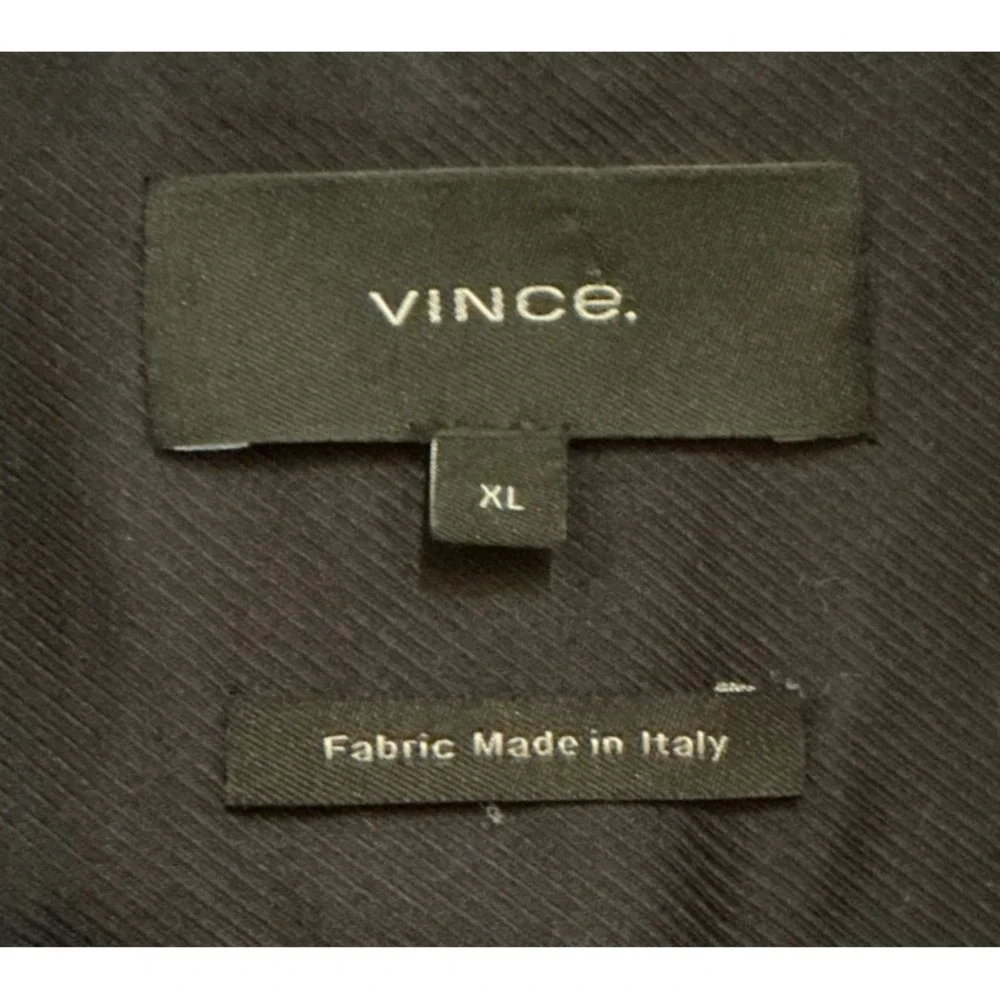 Vince‎ Mens XL Windowpane Wool-Blend Shirt Jacket Shacket Navy Blue/Brown Italy